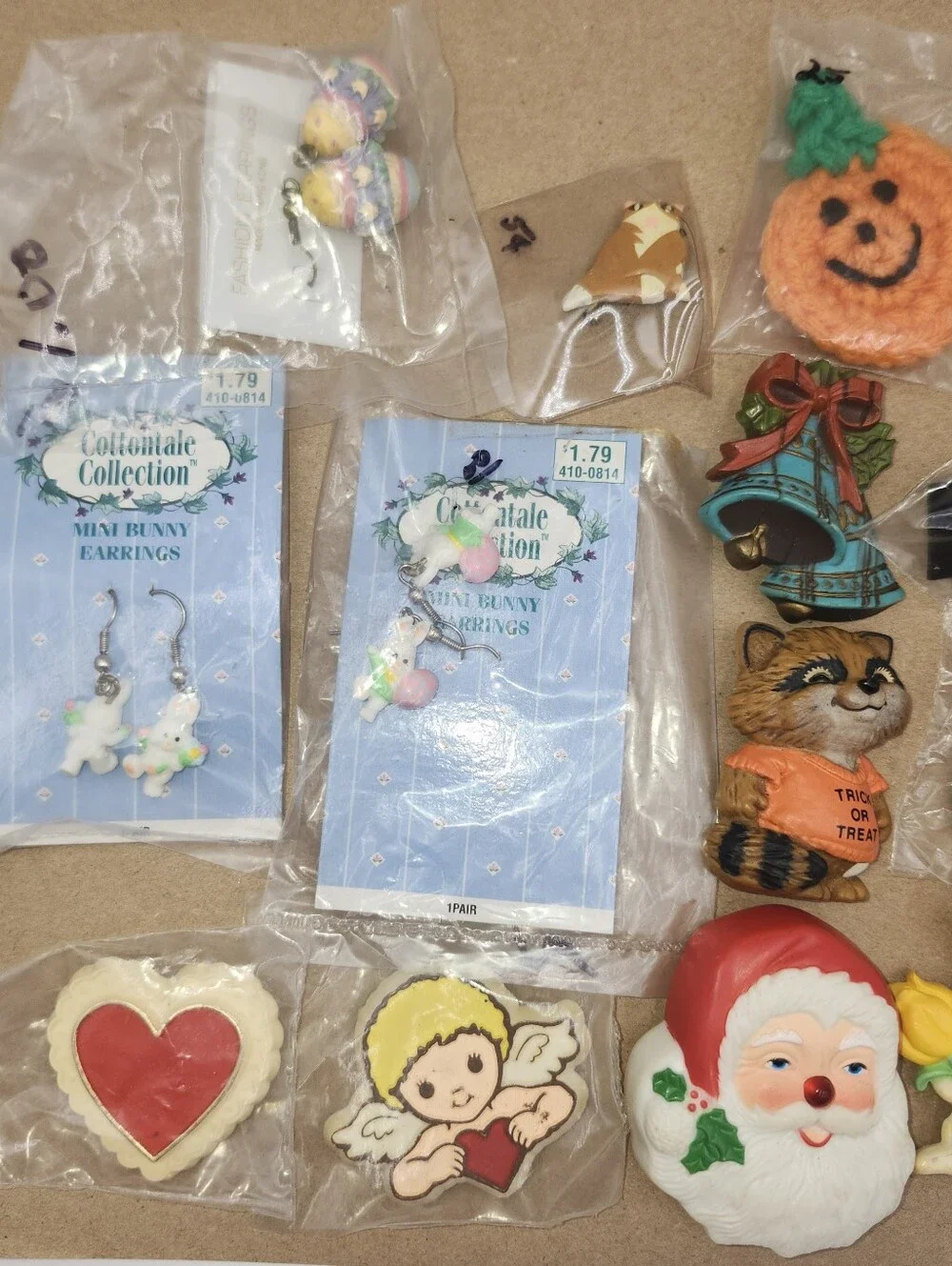 Huge lot Vintage Valentine's Holiday Pins earrings jewelery Halloween Christmas